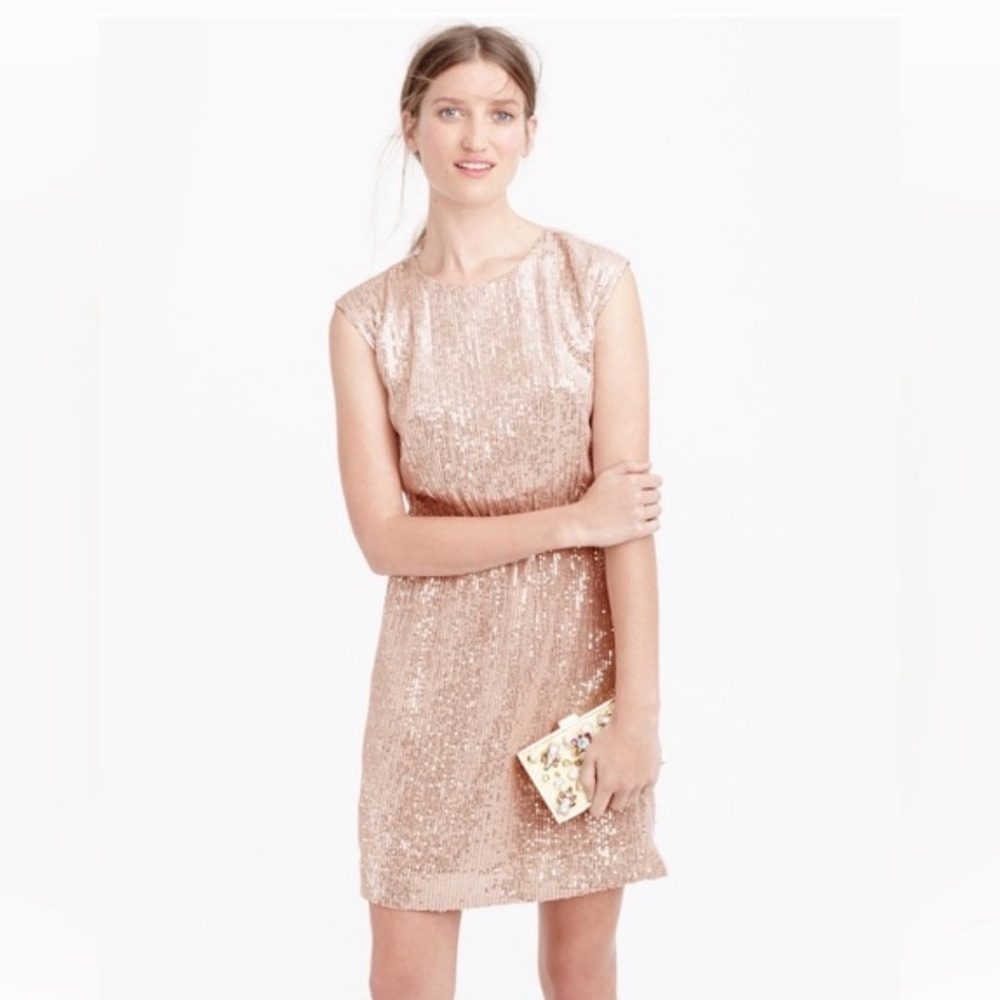 J Crew Sequin Cap-Sleeve Dress in blush